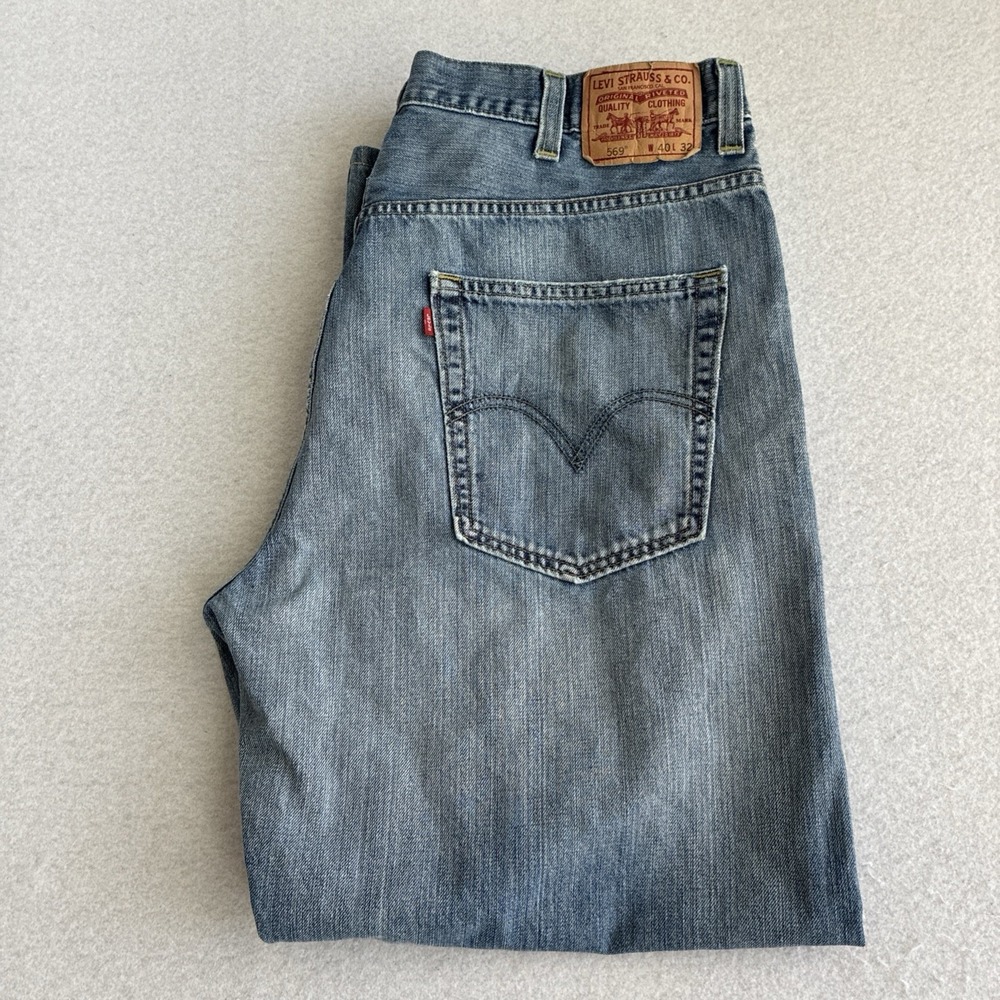 Levi's 569 Loose Straight Fit Jeans Men's Size 40x30 Light Wash 2009 Classic